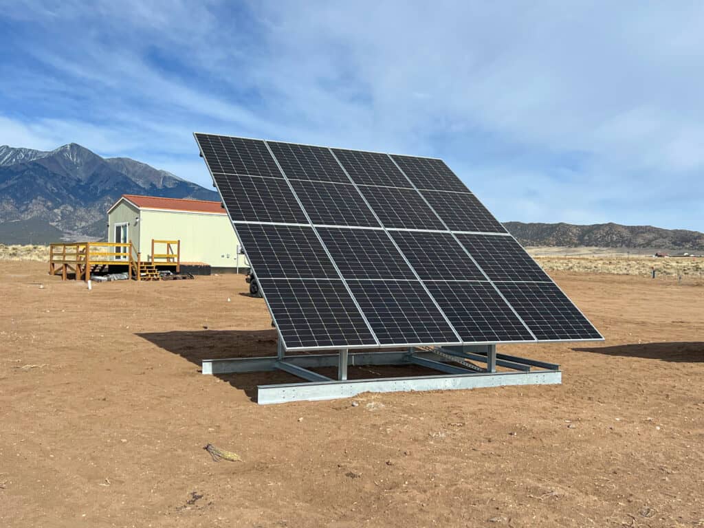 SolarSet ground-mount solar array set beside a home